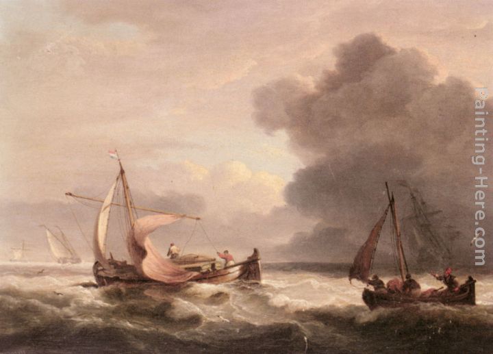 Dutch Barges In Open Seas painting - Thomas Luny Dutch Barges In Open Seas art painting